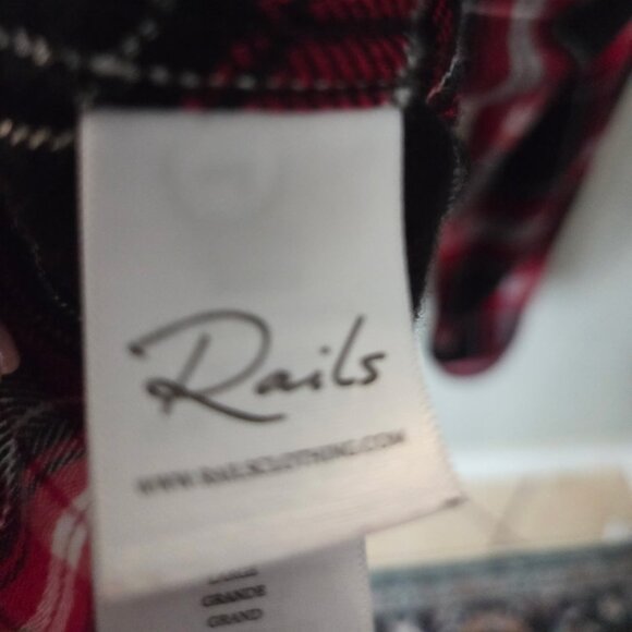 Rails Hunter Plaid Button-Up Shirt Black Candy White - Size L - Picture 6 of 7